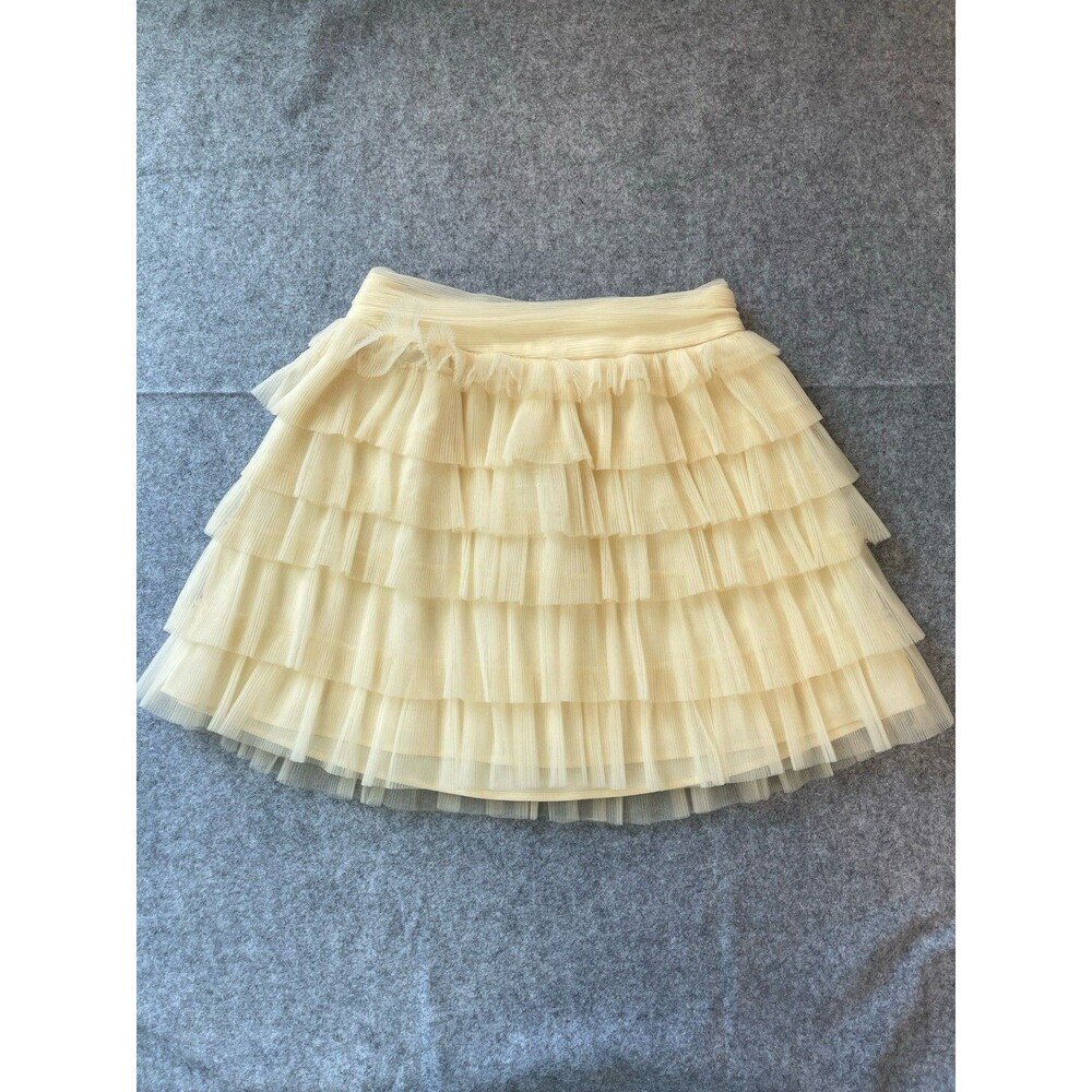 Enless Rose Mesh Tulle Tiered Mini Skirt M Ballet Whimsical Romantic Cocktail